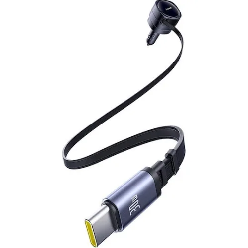 Baseus Φορτιστής Αυτοκινήτου 60W Γρήγορης Φόρτισης μαζί με Καλώδιο Type-C Μαύρος