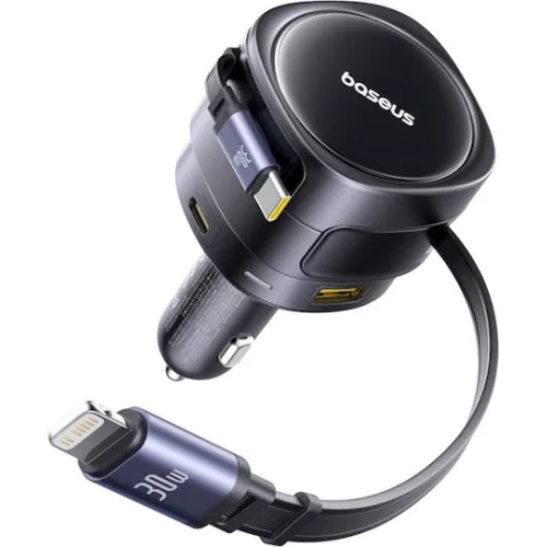 Baseus Enjoyment Max Φορτιστής Αυτοκινήτου 90W Γρήγορης Φόρτισης με Θύρες: 1xUSB 1xType-C μαζί με Καλώδιο Type-C / Lightning Μαύρο Χρώμα