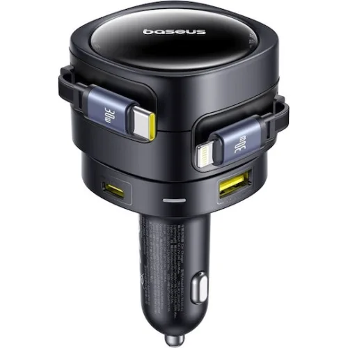 Baseus Enjoyment Max Φορτιστής Αυτοκινήτου 90W Γρήγορης Φόρτισης με Θύρες: 1xUSB 1xType-C μαζί με Καλώδιο Type-C / Lightning Μαύρο Χρώμα