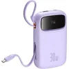 Baseus QPow 2 Power Bank 10000mAh 30W με Θύρα USB-A και Θύρα USB-C Μωβ