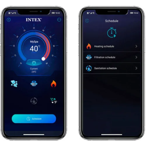 Intex Bubble Massage Στρογγυλή Πισίνα PVC Φουσκωτή Υδρομασάζ 211x52.3εκ. Γκρι