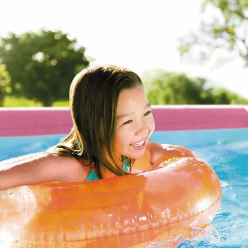 Intex Στρογγυλή Πισίνα PVC με Μεταλλικό Σκελετό 244x74εκ. Ροζ