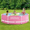 Intex Στρογγυλή Πισίνα PVC με Μεταλλικό Σκελετό 244x74εκ. Ροζ