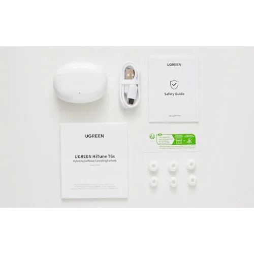 Ugreen WS205 HiTune Hybrid In-ear Bluetooth Handsfree Ακουστικά με Αντοχή στον Ιδρώτα και Θήκη Φόρτισης Λευκά