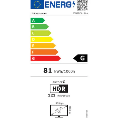LG Smart Τηλεόραση 55" 4K UHD LED NanoCell AI NANO81 HDR (2025) 55NANO81A3A