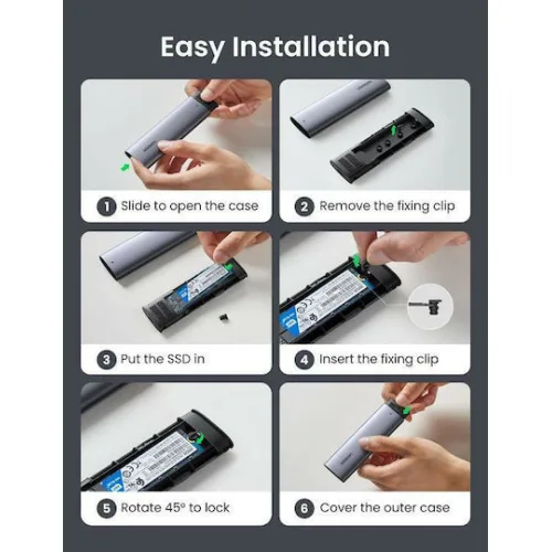 Ugreen CM400 Θήκη για Σκληρό Δίσκο M.2 PCI Express NVME με σύνδεση USB 3.1 Type-C σε Γκρι χρώμα