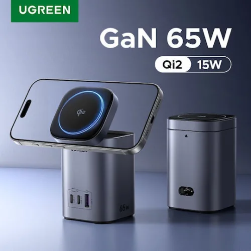 Ugreen Βάση Φόρτισης GaN με Θύρα USB-A και 2 Θύρες USB-C 65W 15W Qi2 Wireless Stand (Nexode)