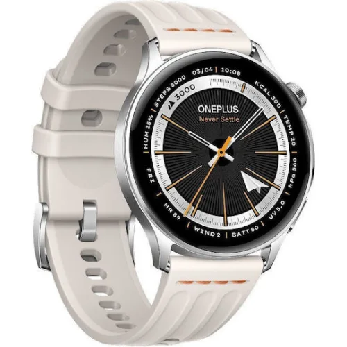 OnePlus Watch Lite Stainless Steel 45mm Αδιάβροχο με Παλμογράφο (Ασημί)