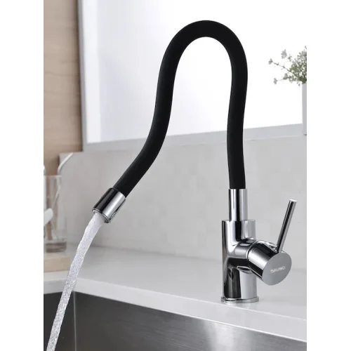 Bruno Ψηλή Σπαστή Μπαταρία Κουζίνας Πάγκου Inox Μαύρη