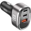 XO CC61 Φορτιστής Αυτοκινήτου 100W 3A με Θύρες: 1xUSB 2xType-C μαζί με Καλώδιο Lightning Μαύρο Χρώμα