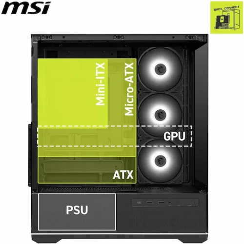 MSI MAG PANO 110R PZ Gaming Midi Tower Κουτί Υπολογιστή με Πλαϊνό Παράθυρο και ARGB Φωτισμό Μαύρο