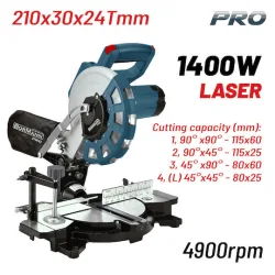 Bormann Φαλτσοπρίονο Ρεύματος με Ισχύ 1400W, Οδηγό Laser, Δίσκο Κοπής Διαμέτρου 210mm & Ταχύτητα Κοπής 4900rpm