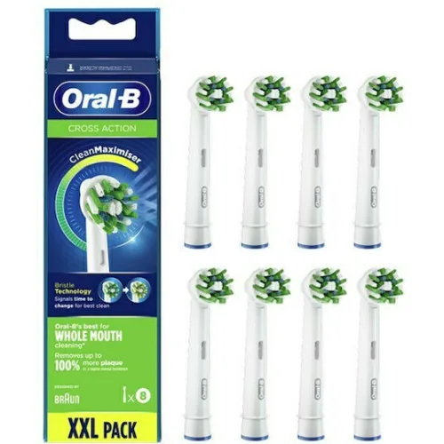 Oral-B CrossAction CleanMaximizer Ανταλλακτικές Κεφαλές για Ηλεκτρική Οδοντόβουρτσα XXL Pack 8τμχ