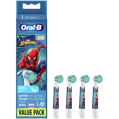 Oral-B Spiderman Extra Soft Ανταλλακτικό για Ηλεκτρική Οδοντόβουρτσα Spiderman για 3+ Χρονών 4τμχ
