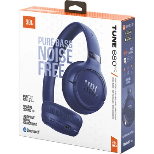 JBL Tune 680NC Ασύρματα Bluetooth On Ear Ακουστικά με 50 ώρες Λειτουργίας Μπλε