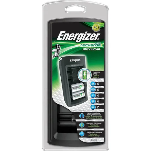 Energizer ACCU Recharge Universal Φορτιστής 4 Μπαταριών Ni-MH Μεγέθους AA/AAA/9V/D