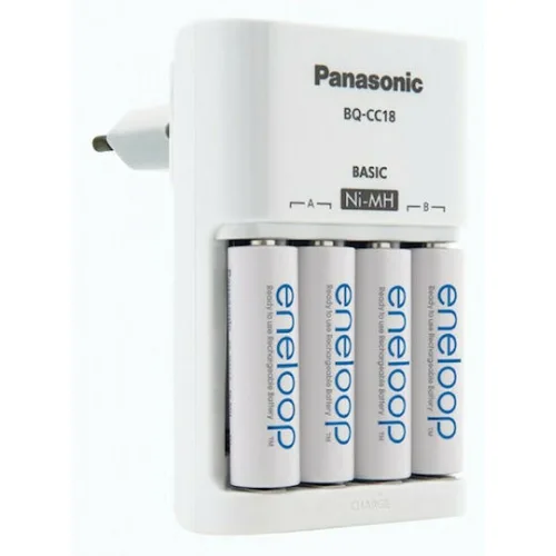 Panasonic Basic BQ-CC51 Φορτιστής 4 Μπαταριών Ni-MH Μεγέθους AA/AAA Σετ με 4x ΑΑ 2000mAh σε Λευκό χρώμα
