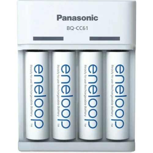 Panasonic Eneloop Basic BQ-CC61 USB USB Φορτιστής 4 Μπαταριών Ni-MH Μεγέθους AA/AAA Σετ με 4x AA 2000mAh σε Λευκό χρώμα