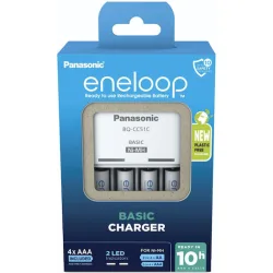Panasonic Eneloop Basic BQ-CC51 Φορτιστής 4 Μπαταριών Ni-MH Μεγέθους AA/AAA Σετ με 4x AAA 800mAh σε Λευκό χρώμα