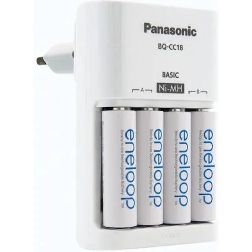 Panasonic Eneloop Basic BQ-CC51 Φορτιστής 4 Μπαταριών Ni-MH Μεγέθους AA/AAA Σετ με 4x AAA 800mAh σε Λευκό χρώμα