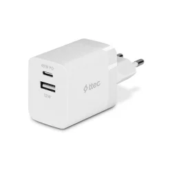 TTEC Φορτιστής Χωρίς Καλώδιο με Θύρα USB-A και Θύρα USB-C 45W Power Delivery Λευκός