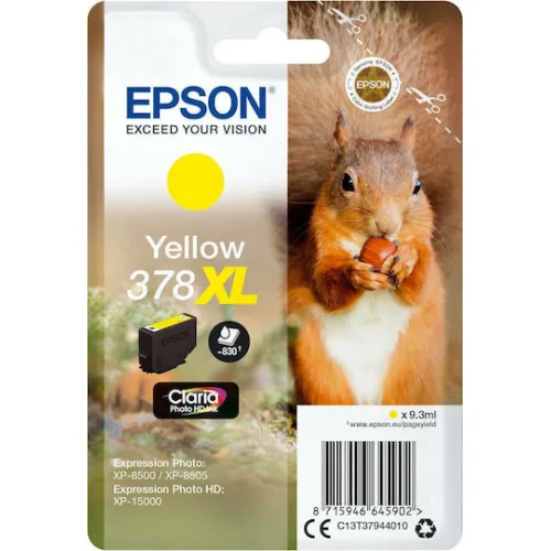 Epson 378XL Γνήσιο Μελάνι Εκτυπωτή InkJet Κίτρινο (C13T37944010)