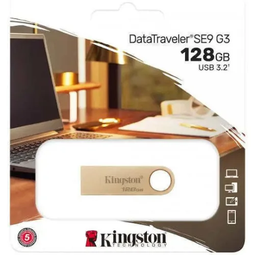 Kingston Datatraveler Se9 G3 128GB USB 3.2 Stick Χρυσό