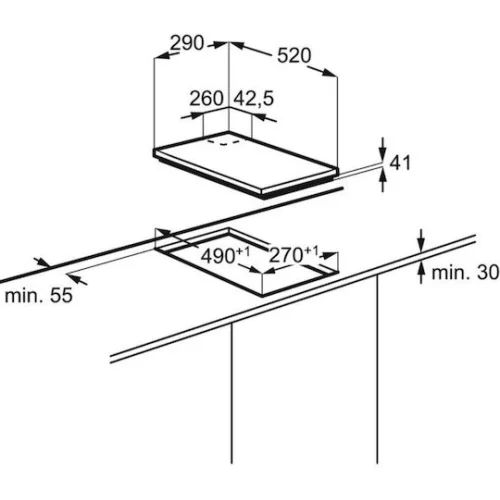 Arielli Domino Κεραμική Εστία Αυτόνομη με Λειτουργία Κλειδώματος 28.8x52εκ.