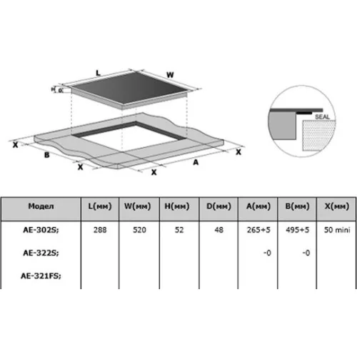 Arielli Domino Κεραμική Εστία Αυτόνομη με Λειτουργία Κλειδώματος 28.8x52εκ.