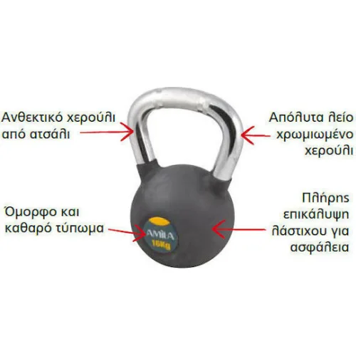 AMILA Kettlebell από Λάστιχο 4kg Μαύρο