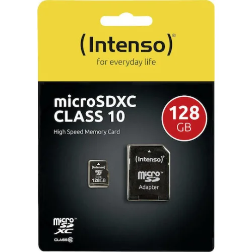 Intenso microSDXC 128GB Class 10 με αντάπτορα