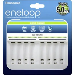 Panasonic Eneloop 8 Slots BQ-CC63 Φορτιστής 8 Μπαταριών Ni-MH Μεγέθους AA/AAA σε Λευκό χρώμα