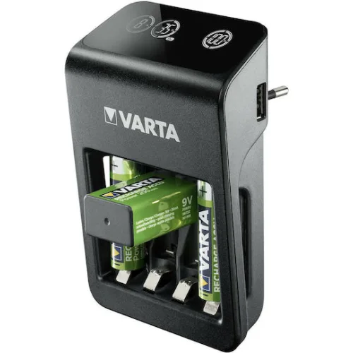 Varta LCD Plug Charger+ 4 Μπαταριών Ni-MH Μεγέθους AA/AAA/9V Σετ με 4x AA 2100mAh