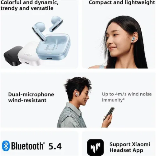 Xiaomi Redmi Buds 6 Active Bluetooth Handsfree Ακουστικά με Αντοχή στον Ιδρώτα και Θήκη Φόρτισης Μπλε