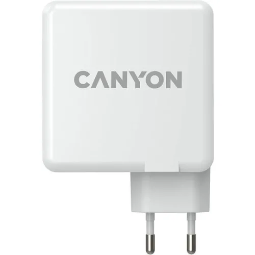 Canyon Φορτιστής Χωρίς Καλώδιο GaN με 2 Θύρες USB-A και 2 Θύρες USB-C Λευκός (H-100 CND-CHA100W01)