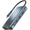 Powertech BYL-2311 USB-C Docking Station με HDMI 4K PD Ethernet και σύνδεση 2 Οθονών Γκρι