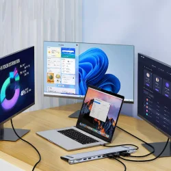 Powertech BYL-2003U2 USB-C Docking Station με HDMI 4K PD Ethernet Γκρι