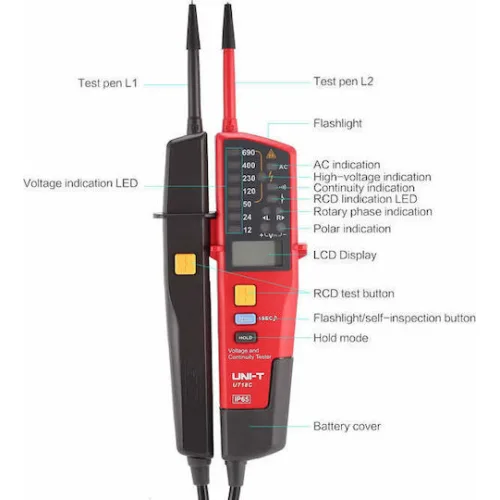 Uni-T Ανιχνευτής Τάσης UT18C AC/DC με Εύρος Μέτρησης 12 - 690V