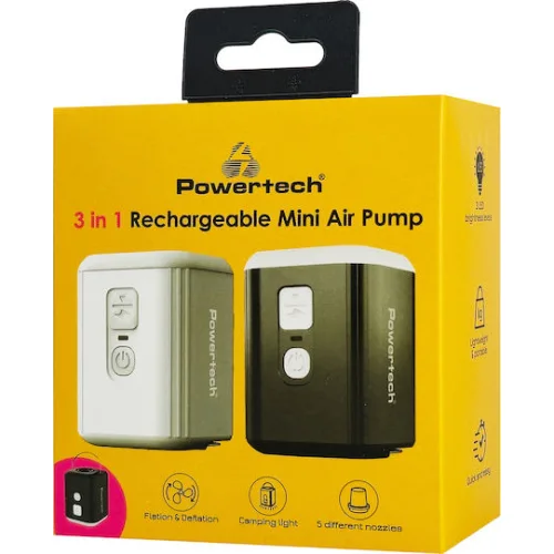 Powertech Επαναφορτιζόμενη Τρόμπα για Φουσκωτά Λευκό