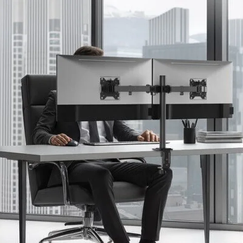 Powertech Βάση Γραφείου για 2 Οθόνες έως 32" με Βραχίονα (PT-1552)
