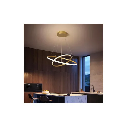 Powertech Κρεμαστό Φωτιστικό Χρυσό LED με Φυσικό Λευκό Φως 40x40x120εκ.