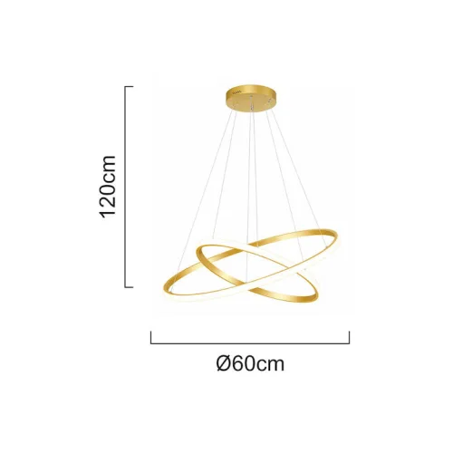 Powertech Κρεμαστό Φωτιστικό Χρυσό LED με Φυσικό Λευκό Φως 60x60x120εκ.