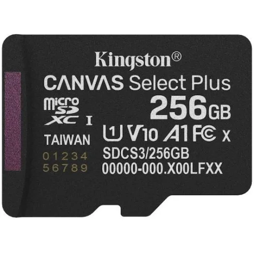 Kingston microSDXC 256GB Class 10 U1 V10 A1 UHS-I με αντάπτορα