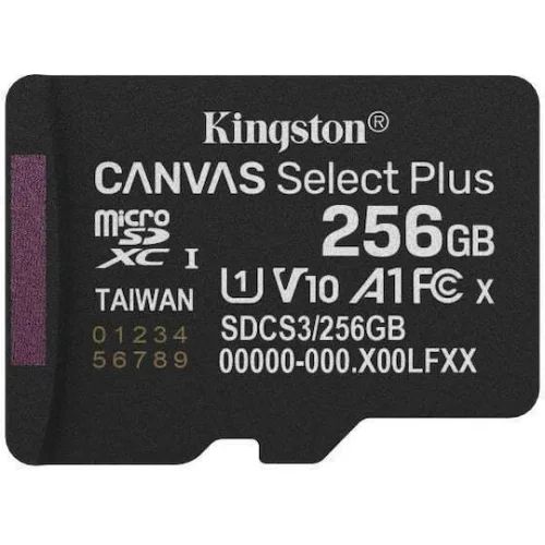 Kingston microSDXC 256GB Class 10 U1 V10 A1 UHS-I με αντάπτορα