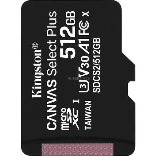 Kingston Canvas Select Plus microSDXC 512GB Class 10 U3 V30 A1 UHS-I