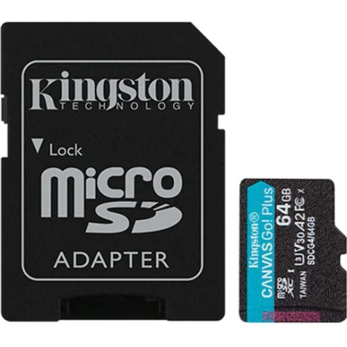 Kingston Canvas Go Plus microSDXC 64GB Class 10 με αντάπτορα