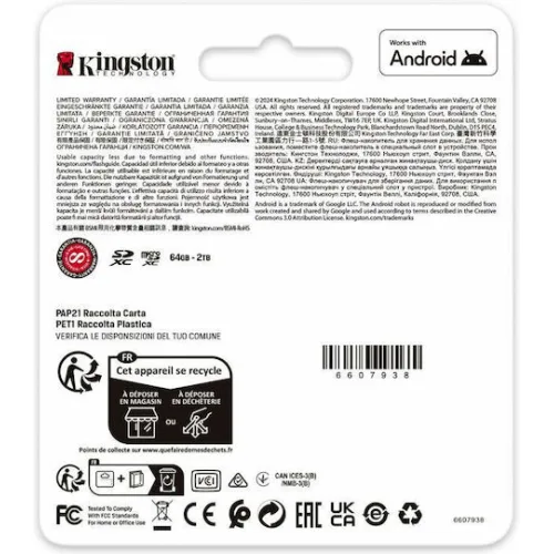 Kingston Canvas Go Plus microSDXC 64GB Class 10 με αντάπτορα