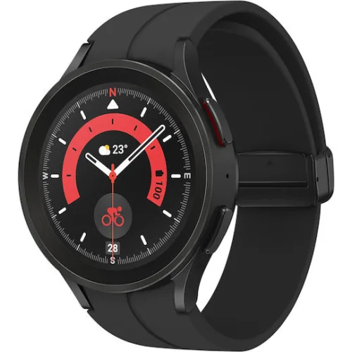 Samsung Galaxy Watch5 Pro LTE Titanium 45mm Αδιάβροχο με Παλμογράφο (Black)