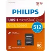 Philips microSDXC 512GB Class 10 U1 UHS-I με αντάπτορα