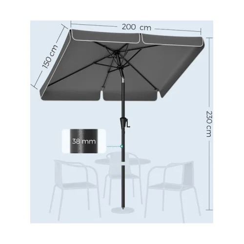 Ομπρέλα Δαπέδου Τετράγωνη Μεταλλική Γκρι 1.5x1.5mΚωδικός: GPU048G01